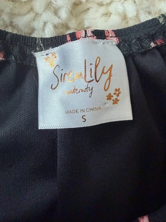 Siren Lily Black Floral Peasant Blouse with Pink Flowers - Picture 4 of 4